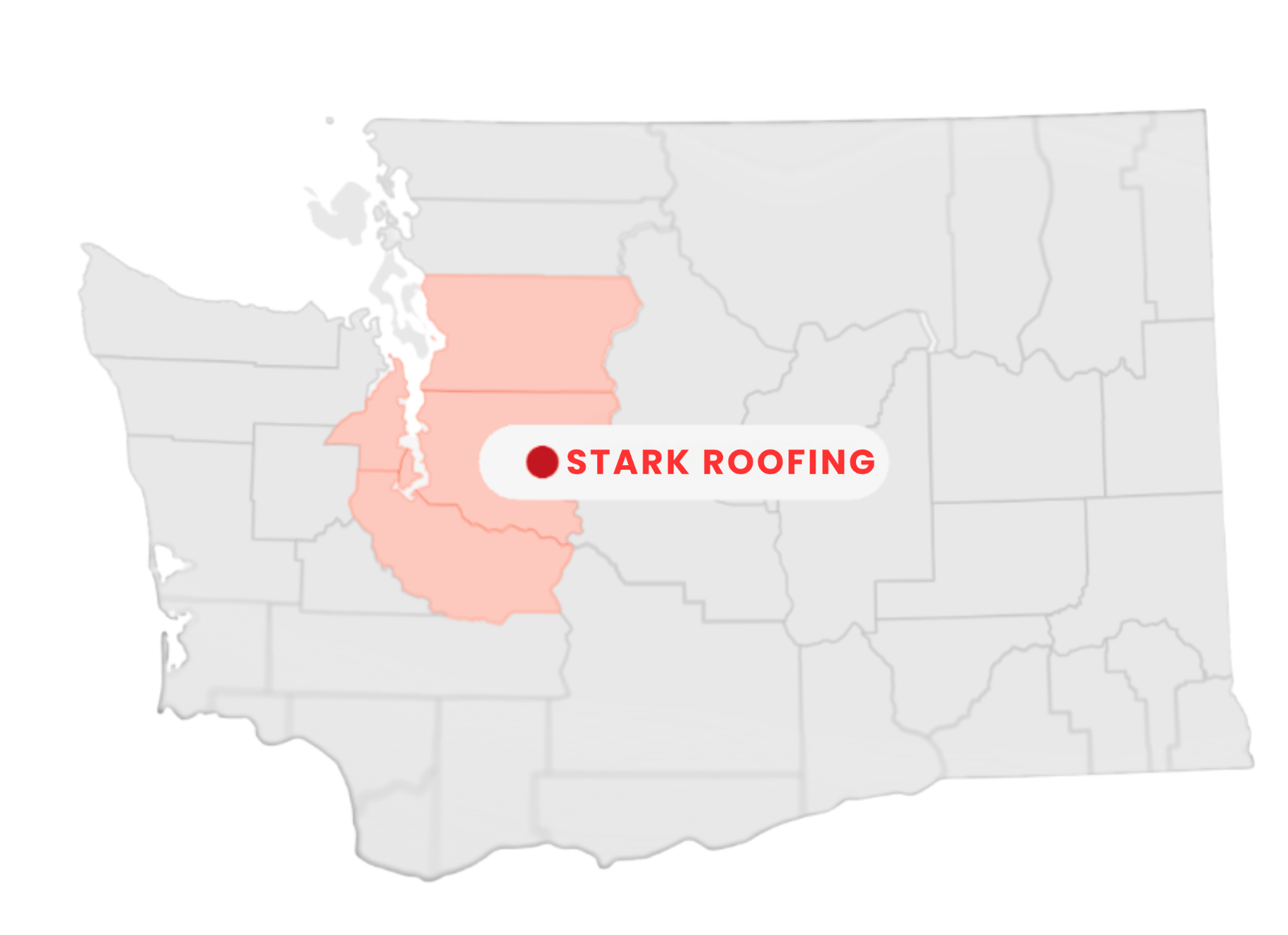 Stark Roofing Service Area Map - Greater Seattle Area